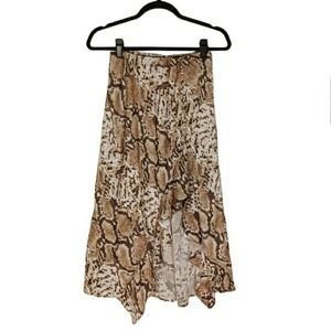CODE X MODE Snakeskin Print Asymmetrical Ruffle Hem Midi Skirt X-Small
